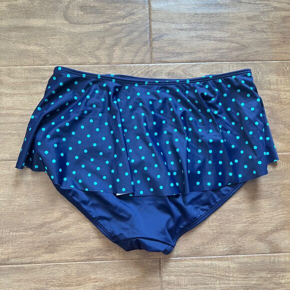NWT Spanx Flirty Skirted Swim Bottom Size 8 Navy Splash Polka Dot Print 2680 - Picture 2 of 12